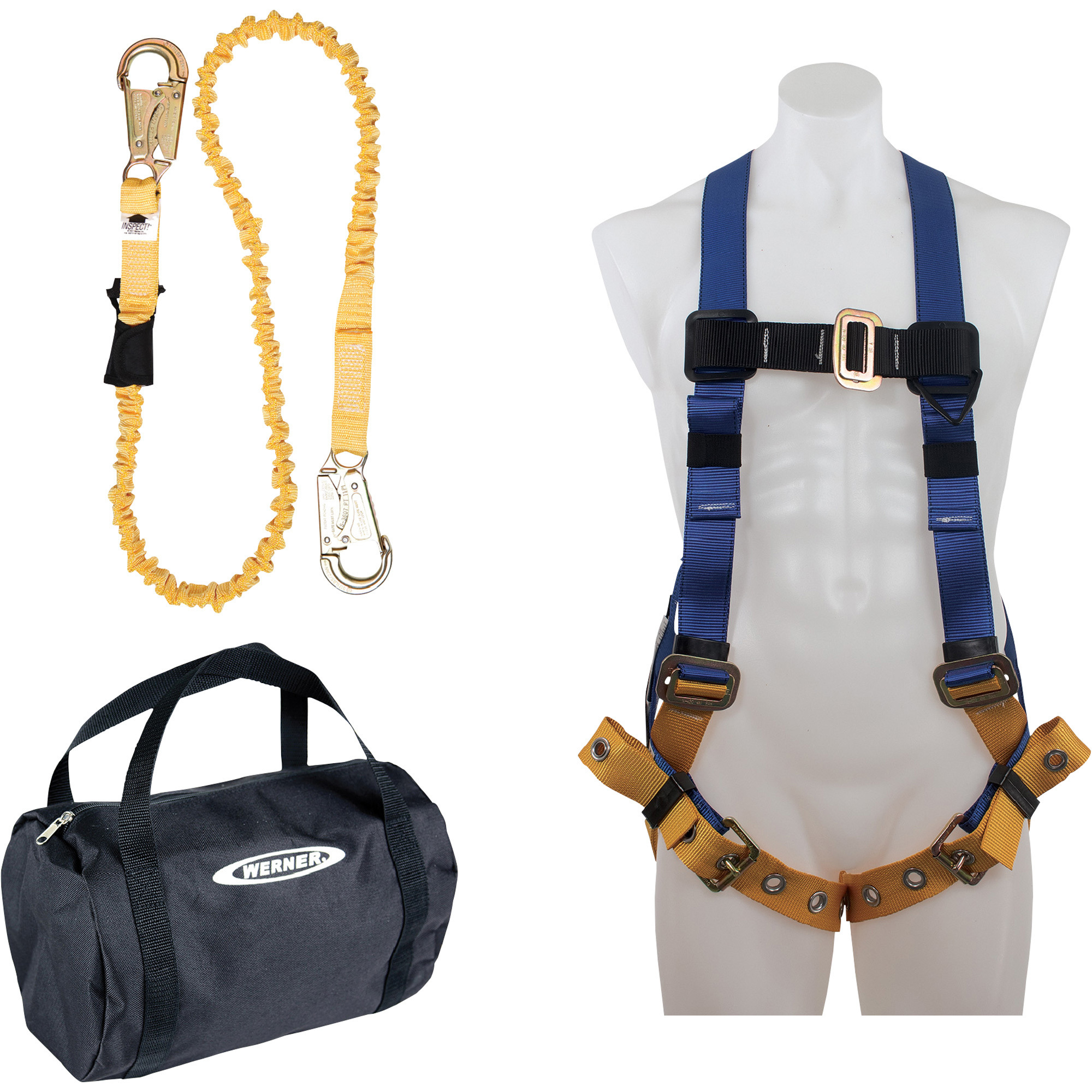 Werner Aerial Safety Kit, Medium/Large BaseWear Standard Harness and 6ft. Lanyard, Model# K122023